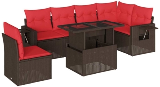 vidaXL 7-teiliges Gartensofa-Set mit Kissen, braun, Polyrattan 3267944