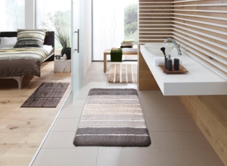 Kleine Wolke Badematte Phoenix, Höhe 35 mm, rutschhemmend beschichtet, fußbodenheizungsgeeignet, Baumwolle, Kunstfaser, rechteckig, Badteppich, gestreift, Hoch-Tief Effekt, waschbar
