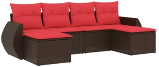 vidaXL 6-teiliges Gartensofa-Set mit Kissen, braun, Polyrattan 3221723