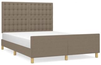 Doppelbett mit Kopfteil Stoff Taupe 140x200 cm