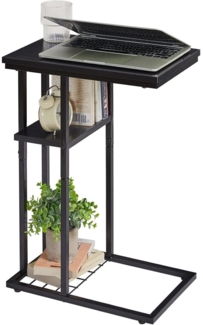 YMYNY Beistelltisch Kaffeetisch C-Form Industrie Design Schwarz 40x26x61.5cm