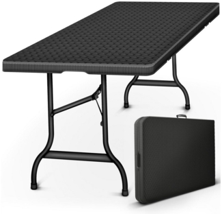 tillvex Gartentisch klappbar Rattan Optik 180x75cm | Buffettisch mit Tragegriff | Klapptisch für Garten Terrasse und Balkon | Campingtisch 6 Personen
