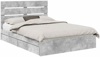 vidaXL Aufbewahrungsbett Beton Grau 150x200 cm Holzwerkstoff 3411890
