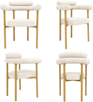 Merax Esszimmerstuhl (Set, 4 St), 4er Set Polsterstühle Wohnzimmer Samt Küchenstühle Eisengestell, Beige | goldfarben