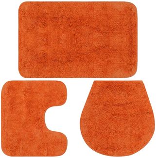 Badteppich, Badematten-Set 3-tlg. Stoff Orange