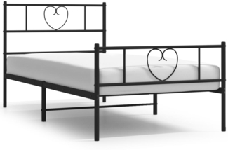 vidaXL Bettgestell mit Kopf- und Fußteil, Metall, Schwarz, 75x190 cm