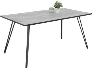 Esstisch >Tino< in Betonoptik aus Holzwerkstoff - 160x76x90cm (BxHxT)