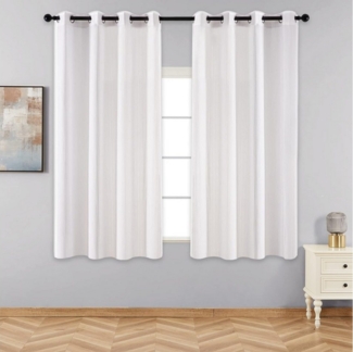 NUODWELL Gardine 2er Set Voile Gardinen mit Ösen, Weiß Lichtdurchlässige Vorhänge