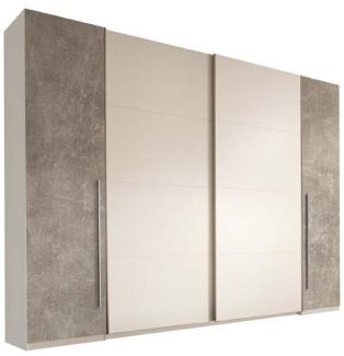 Kleiderschrank >Ketty< in Weiß / Beton - 315x225x61cm (BxHxT)