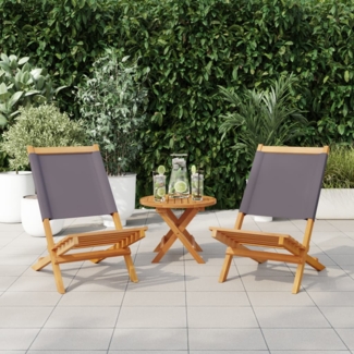 vidaXL Gartenstühle 2 Stk. Anthrazit Massivholz Akazie & Stoff 367691