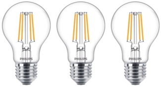 Philips LED-Lampe Classic Standard 8,5W/827 (75W) Clear 3-pack E27