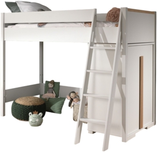 Kinderzimmer Set Kariotta 1 Hochbett Holzwerkstoff + Holz Weiß/Buche
