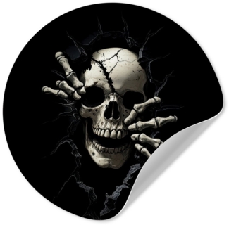MuchoWow Wandsticker Totenkopf - Schwarz - Totenkopf - Gruselig (1 St), Wandtattoo Selbstklebend, Wohnzimmer Deko Aufkleber, 30x30 cm