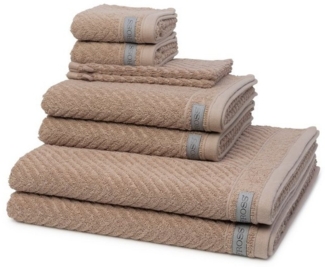 Ross Smart 8 tlg. Frottier-Set - 2 X Handtuch (50 X 100cm), 2 X Duschtuch (70 X 140cm), 2 X Gästetuch (30 X 50cm), 2 X Waschhandschuh (16 X 22cm) - 520 g/m2 - Nougat