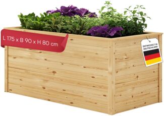 STEELSØN 'Theemin' Hochbeet, Lärchenholz, natur mit UV-Schutzlackierung, wetterfest, 175x90x80 cm, Gemüsebeet inkl. Kunststofffolie