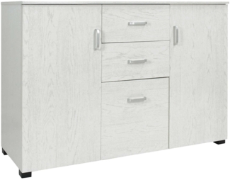 Dmora Kommode Apocalypse, Wohnzimmer-Buffet, Wohnzimmer-Sideboard, modernes Sideboard mit 3 Türen und 2 Schubladen, 120x40h83 cm, Grau