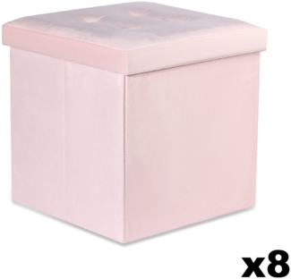 Valora FOLDING POUFFE L Samt-Aufbewahrungssitz Rosa x8