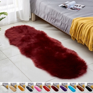 Jibenhome Teppich Hochflor-Teppich Kunstfell,Weich Fellteppich,Shaggy Teppiche,Waschbar, 60 X 180cm für Stühle,Sofas,Kissen,Wohnzimmer,Wohndeko