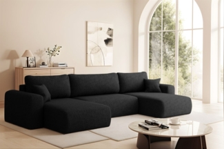 Wohnlandschaft Sofa mit Schlaffunktion FLORA Stoff Verita Schwarz
