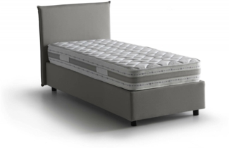 Dmora Einzelbett Boudicca, Bettkasten mit Stoffbezug, 100 % Made in Italy, Öffnung vorne, inklusive Matratze 80 x 200 cm, Grau