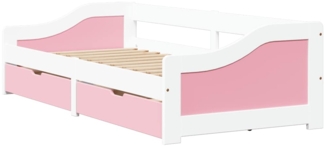 vidaXL Tagesbett mit 2 Schubladen ohne Matratze Weiß Rosa 90x200cm 3314681