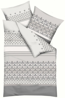 Kaeppel Bettwäsche ANOUK, Weiß, Silbergrau, Baumwolle, Feinbiber, mit Reißverschluss, 135 x 200 cm