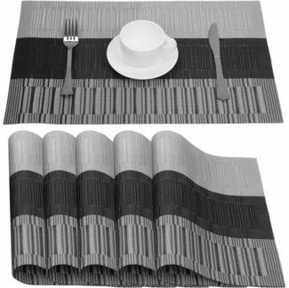 REDOM Platzset 6er Set rutschfest Tischset doppelseitig Untersetzer, (Tischmatte Tischuntersetzer 30x45 cm, 6-St, Rutschfest Hitzebeständig Schmutzabweisend Abwaschbar), für Esstisch Küche Esszimmer Garten Büro Restaurant