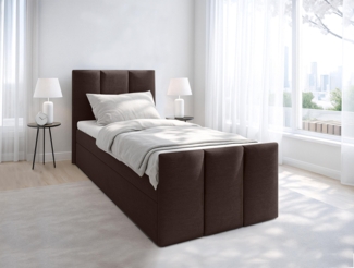 AX LIVING Levente Boxbett mit Bettkasten 90x200 Boxspringbett Braun