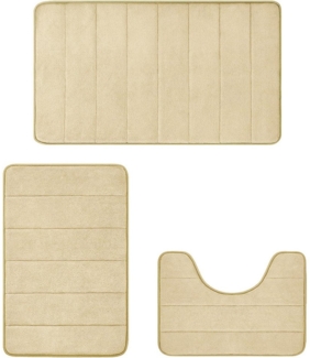 HAUSS SPOLE Badematte 3er Badematten Set Badvorleger Duschvorleger Duschmatte Badteppich, PVC-Rückseite, Rutschfest, Weich, Maschinenwaschbar, Polyester, 40x60+50x60U+50x80CM, Badezimmern Waschtischen Schlafzimmern Wohnzimmern Fluren Waschküchen