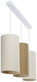 BPS Koncept 0T0-L3-009 Hängeleuchte BOHO ELEGANT E27 3x40W Stoff strukturiert auf PVC-Kunststoff beige, weiß H:102cm Ø15cm dimmbar