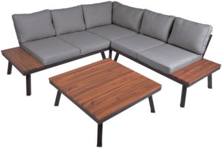 Moderne Garten Garnitur Lounge Set THERESA dunkelgrau