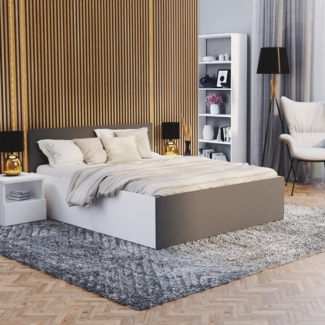 FDM Stauraumbett Bett Stauraumbett PANAMA SP Bettgestell 140x200 & weitere Größen (verfügbar 90x200 120x200 140x200 160x200 180x200cm, Bettrahmen, Bett, mit großen Kopfteil, mit Bettkasten zum aufklappen), mit/ohne Matratze