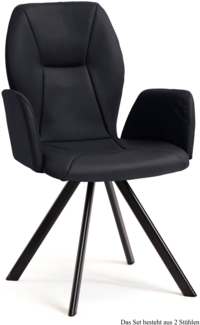 Armlehnstuhl (2er-Set) Denna 58 x 92 x 60 Schwarz/Anthrazit