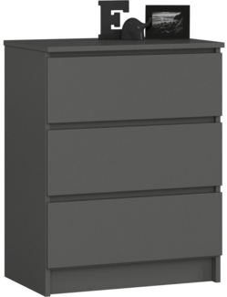 Home Collective Kommode 60 cm breit Holz Highboard Sideboard für Flur Schlafzimmer Wohnzimmer (Kommode Schlafzimmer Kommode mit Schubladen Holz Schrank), Kinderzimmer Organizer, 77 cm hoch mit 3 Schubladen graphit