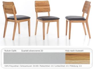 4x Holzstuhl Norea 3 Polsterstuhl Varianten Esszimmerstuhl Küchenstuhl Kernbuche geölt, Scarlett silvercreme