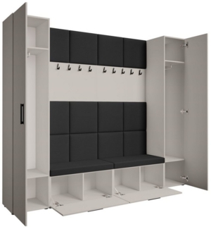 Beautysofa Garderobenschrank Garderobenschrank mit gepolsterten Paneelen MARGARET XL (mit eleganten Kleiderbügeln und komfortablen Schuhschränken) mit 2 Vertikalschränken mit Kleiderstange