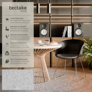 tectake Esszimmerstuhl Kunststoff-Armlehnstuhl (Set, 6 St), Weich gepolsterte Sitzkissen für hohen Komfort