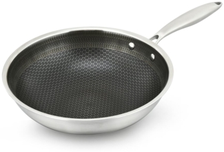 BRATmaxx Edelstahl-Wokpfanne 28cm silber mit Wabenstruktur