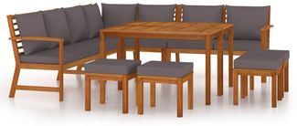 vidaXL 11-tlg. Garten-Essgruppe mit Kissen Massivholz Akazie 3154973