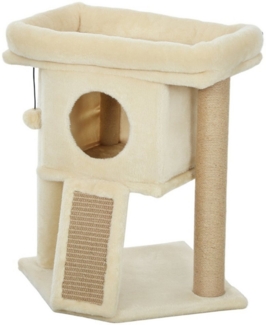 MC Star Kratzbaum mit Jute-Kratzmatte, Liegeplattform, Spielball, Katzenhaus, Beige, 40 x 40 x 57 cm