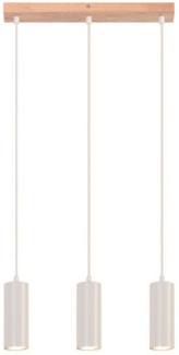 Nettlife Pendelleuchte Holz Vintage Weiß Esstisch GU10 3 Flammig Hängelampe, Höhenverstellbar, LED wechselbar, für Wohnzimmer Schlafzimmer Restaurant Flur