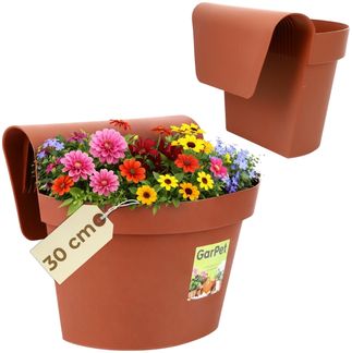 GarPet Balkonkasten Geländertopf Balkon Hängeblumentopf mit Wasserspeicher Geländerkasten