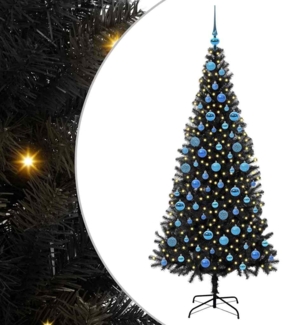 vidaXL Weihnachtsbaum mit 300 LEDs mit Ständer Schwarz 180 cm PVC 3396485
