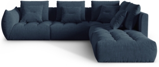 Micadoni Ecksofa Bloom 4-Sitzer Strukturierter Stoff Dunkelblau Rechts