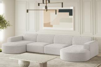 Wohnlandschaft U-Form Sofa PALMA XL in Stoff Ascot Pearl