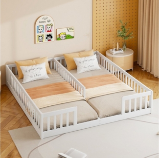 Flieks Massivholzbett, Kinderbett Einzelbett*2 90x200cm*2 für zwei Kinder mit Lattenrost