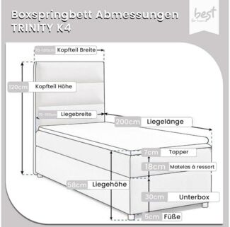Best for Home Boxspringbett mit Bettkasten Trinity K-4 SINGLE Bonell-Matratze inkl. 7 cm Topper (Einzelbett, Polsterbett mit gepolstertes Kopfteil, Jugendbett, Kinderbett versch. Größen, 70x200 80x200 90x200 100x200 cm), verschiedene Liefermöglichkeite...