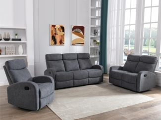 Vente-unique - Couchgarnitur Relax 3+2+1 - Stoff - Grau - EVELYN