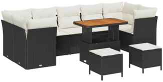 vidaXL Garten-Sofa-Set 10 pcs Schwarz und Creme 90 x 55 x 71 cm 3363420