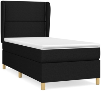 vidaXL Boxspringbett mit Matratze Schwarz 90x190 cm Stoff, Härtegrad: H2 [3128407]